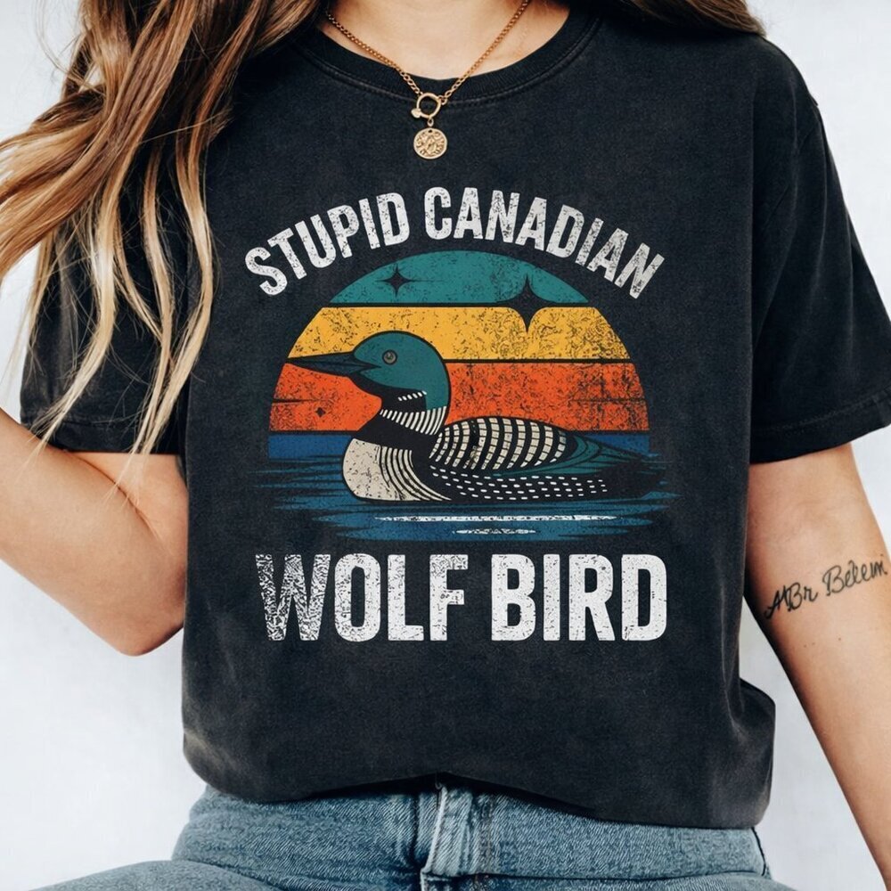 Stupid Canadian Wolf Bird Shirt, Hockey Romance Hockey Fan Gift, Heated But . - Picture 1 of 4